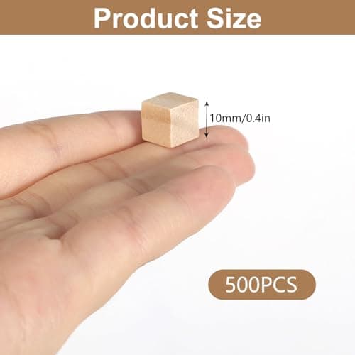 500 Pièces Cubes en Bois 10mm Naturel Blocs Carrés en Bois Cubes de Pin Carrés Inachevé Carrés en Bois Cubes Blocs Vierges Cube Bois Bricolage pour DIY Peinture Artisanat Décoration