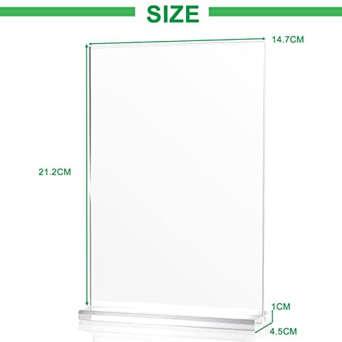 LALAGO 6 pièces Présentoir de table A4, Support acrylique de cartes de menu Présentoir de cartes postales, Présentoir de menus A5 Présentoir publicitaire pour restaurant, café, magasin, hôtel