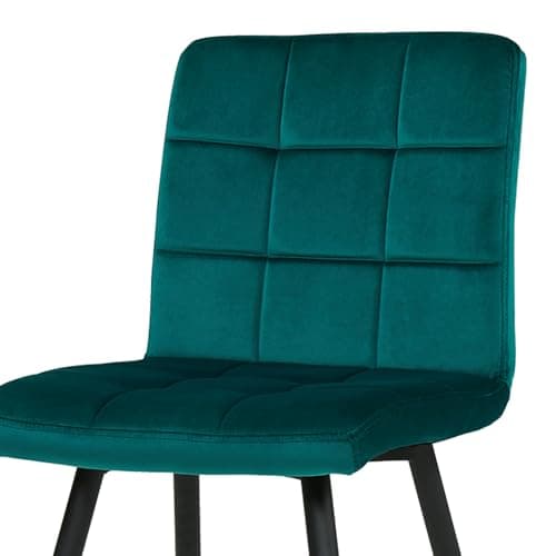 DUHOME Chaise Velours Salle à Manger Cuisine, Lot de 4 Scandinaves Chaise Tabouret Coiffeuse avec Dossier, Moderne Capitonnée Chaise Salon, Chambre à Coucher, Restaurant (Vert Foncé)