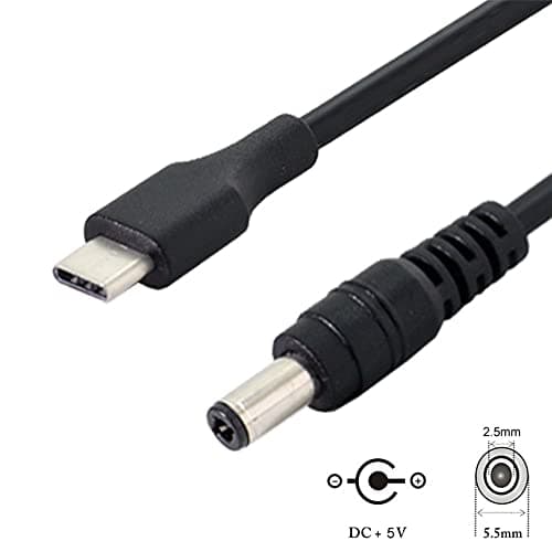 Xiwai Câble de charge USB 3.1 Type C USB-C vers DC 5,5 2,5 mm 20 cm