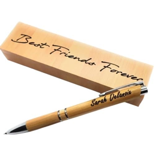 Stylo en bambou personnalisé + Coffret bois Personnalisé/Offrez un Cadeau Utile et Unique/Anniversaire/Gravure prénom
