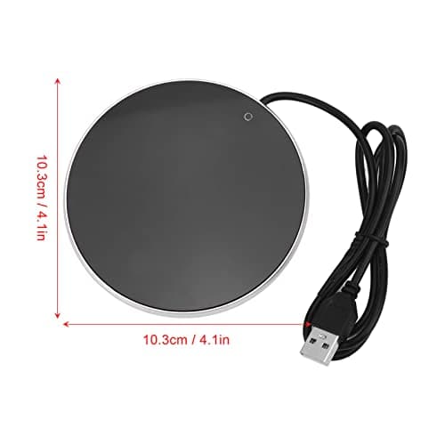 Chauffe-Tasses Portable Chauffe-Boissons Intelligent à Température Constante avec Interrupteur Tactile Intelligent Chauffe-Tasses USB pour Tasses et Verres à Fond Plat Ø10,3 Cm (Argent)