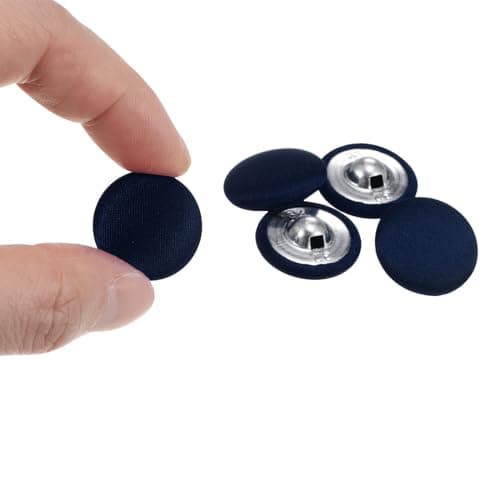 QUARKZMAN 10Pcs Boutons de Couture en Tissu Recouvert de 32L, de 20mm de Diamètre, avec Une Tige en Plastique pour Costumes, Robes, Blouses, Couleur Bleu Marine