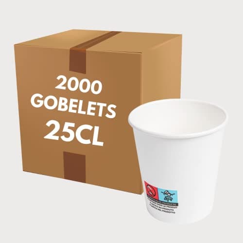 COVR 2000 Gobelets carton blanc (25cl - 8oz / 2000 unités)