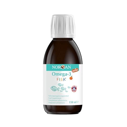 NORSAN OMEGA 3 FISK hautement dosé 150 ml/oméga-3 pour enfant 1.120mg par dose journalière/omega 3 enfant avec EPA & DHA/dose journalière 1 cuillère à café huile de poisson