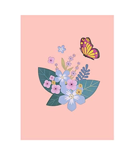 MOKIO® Carte Fleur Pop-Up – Papillon avec fleurs – Carte cadeau 3D pour un anniversaire, retraite ou comme bon, Carte de vœux fleurs avec enveloppe
