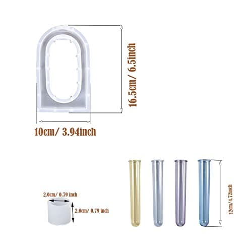 Cayway Vase en Résine Moule en Résine pour Station de Propagation, Moule de Vase en Silicone avec 4 PCS Tubes à Essai pour La Décorationde Bureau à Domicile