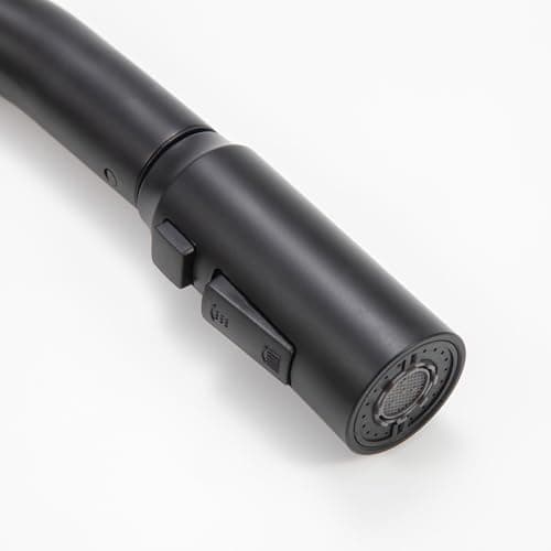 INEX EUROPA Robinet extractible professionnel en métal avec finition noire pour évier de cuisine, modèle INK 777 BLK, avec mitigeur, valve céramique et tête amovible.