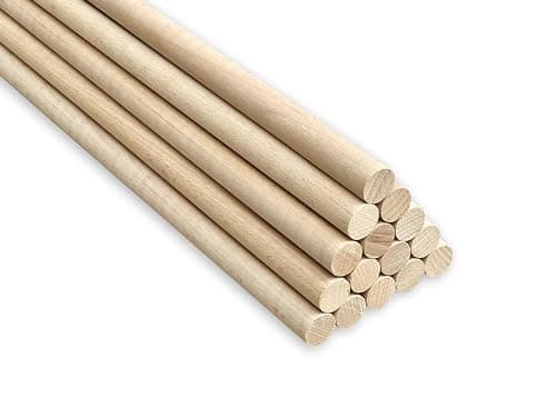 Lot de 50 bâtonnets ronds en bois de hêtre - 6 mm x 40 cm - Pour le travail du bois, la décoration, l'artisanat