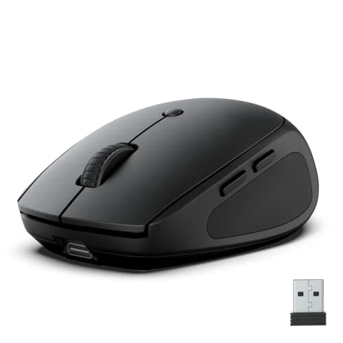 JLAB GO Charge Souris sans Fil Bluetooth, Souris Silencieuse Rechargeable et Ergonomique, Connexion Bluetooth ou Récepteur USB Multi Appareils, Souris pour PC Portable/Ordinateur/Téléphone/Tablette