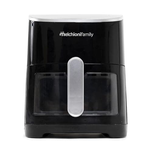 Melchioni Family | Friteuse à Air EMMA, Capacité 5 litres, Écran Tactile et Minuteur, Fenêtre Transparente, Air Fryer Sans Huile avec 8 Programmes, 80-200°, 1300 W, Couleur Noir