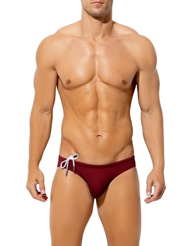 Casey Kevin Slips de Bain Homme Maillot de Bain Bikini Slips Taille Basse Swim Briefs pour Piscine Plage Cordon de Serrage Ajustable