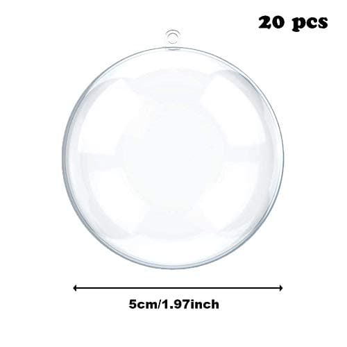 SUNSK Boules de Noël Transparente à Remplir 5cm Boule de Décoration en Plastique pour Décoration de Noël Fête Mariage Anniversaire 20 pièces
