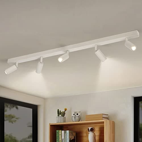 Eofiti Luminaire Plafonnier LED 5 Spots Orientables Moderne Plafonnier Spot Blanc 3W G9 LED 4000K Blanc Naturel 360LM Luminaire Plafond pour Salon Salle à Manger Cuisine Ampoules Incluses