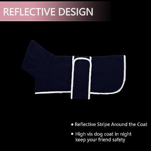 Manteau pour teckel - Manteau en polaire pour chien - En hiver - Avec fermeture Velcro et bordure réfléchissante haute visibilité - Bleu marine - XS
