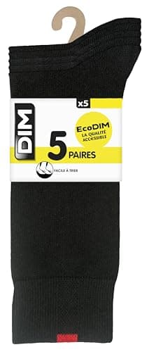 DIM Chaussettes Homme EcoDIM Talon/Pointes Renforcés x5, Noir, 43-46