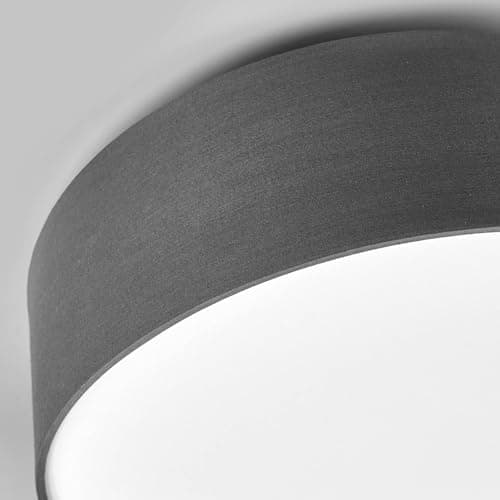 Lindby Plafonnier Tissu Sebatin à intensité variable (Moderne) en Gris Textile e. a. pour Chambre coucher (à 3 lampes, E27), Luminaire Plafonnier, Lampe Plafond, Eclerage Eclairage