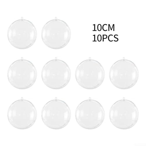 Entgoinggo Lot de 10 boules de Noël vides en plastique transparent pour loisirs créatifs, Nouvel An, fête de mariage, vacances, décoration d'intérieur (10 cm)