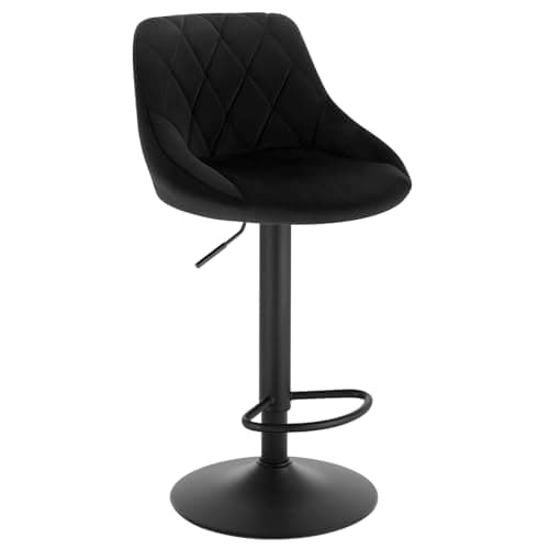WOLTU 1 x Tabouret de Bar en Velours Hauteur réglable,Noir BH219sz-1