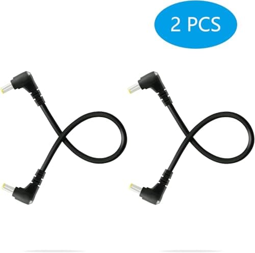 GINTOOYUN 2 PCS Angle Droit DC à Angle Droit DC Câble d'alimentation 18AWG DC 5.5MM x 2.5MM 90 Degrés DC Mâle à 90 Degrés DC Mâle Adaptateur Rallonge pour Bande Lihgt, CCTV, Moniteurs, etc.