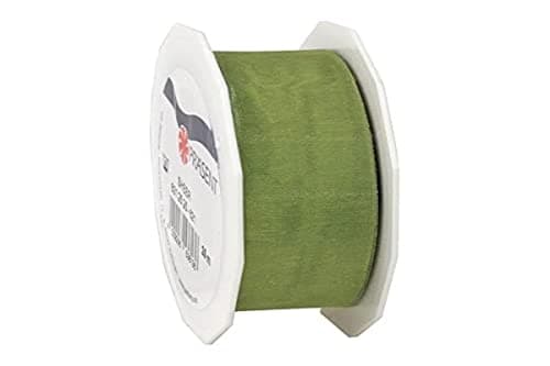 C.E. Pattberg SHEER olive (vert) Ruban en Organza scintillant et soyeux, Rouleau de 25 m, Largeur 25 mm, Accessoire de Décoration & Bricolage, Ruban Décoratif pour Présents et Table de Fête