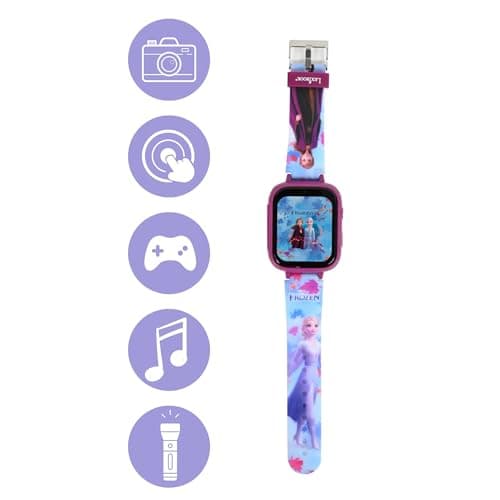 Lexibook Lexibook-DMW070FZ, La Reine des Neiges, Montre Selfie, Écran Tactile HD, Appareil Photo 720p, Lecteur MP3, Haut-Parleur intégré, Dictaphone, Podomètre, 5 Jeux, DMW070FZ, Bleu/Violet
