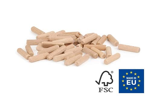 Wfix Chevilles en Bois 400 Pièces 6 mm x 30 mm Goujons Bois en Hêtre Massif pour Fraise à Bois Tourillons certifié FSC Pour Meubles et Projet de Construction en Bois