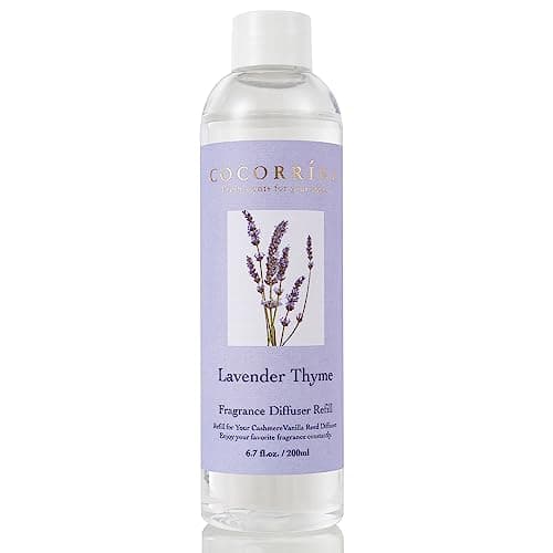Cocorrína Recharge Diffuseur de Parfum - Lavande Thym 200ml Huile parfumée pour diffuseur à Roseau Parfum d'ambiance pour Chambre à Coucher, Salle de Bain, Bureau, Maison déco