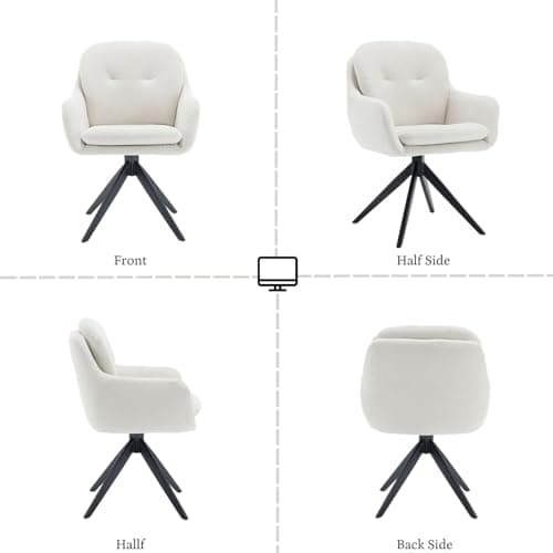 Wahson Chaise de Bureau en Chenille Fauteuil de Bureau pour Chambre Rotation à 360°, Chaise Bureau Erconomique avec Pieds en Métal, Chaise Pivotante, Beige