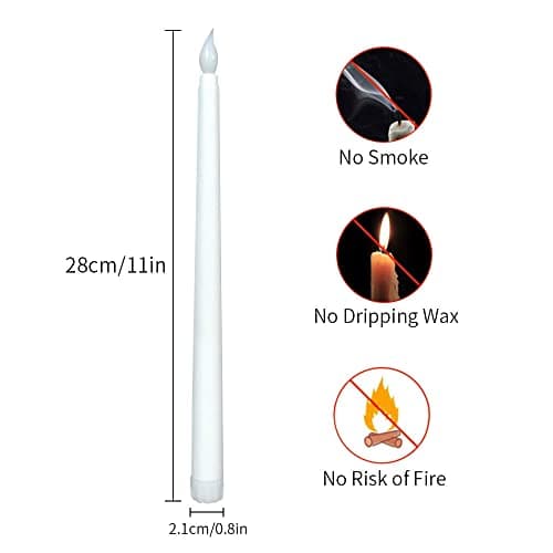 Sequpr Lot de 6 Bougies à LED, Bougies sans Flamme, Bougies à Piles, Bougies Longues LED pour Noël Table Mariage Anniversaire Fête Décoration (Blanc)