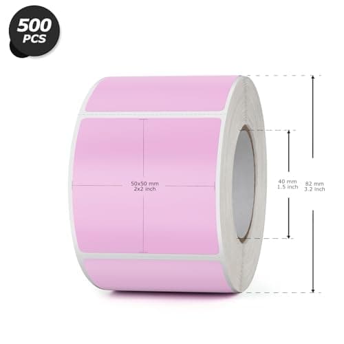 YIKIADA Lot de 500 Étiquettes Thermiques Adhésives 50 X 50 mm Violet Rouleaux Autocollantes Imperméable Amovible Imprimables pour Bureau École QR Inventaire