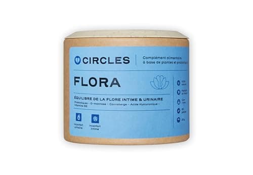 Circles FLORA - Équilibre de la flore intime & urinaire - Complément Alimentaire à base de plantes et probiotiques - Inconfort intime, inconfort urinaire - Végan - 60 Gélules