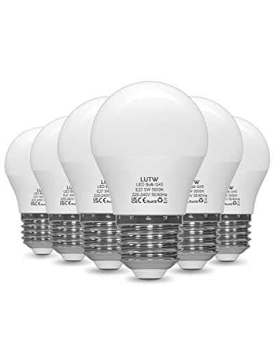 LUTW Ampoule LED E27 G45 Blanc Chaud 3000k, 5W Équivalent 40W, G45 Type Globe Ampoules avec Gros Culot à vis, 480lm, Économie d'Énergie à Angle de Faisceau 220°, Non Dimmable, Lot de 6
