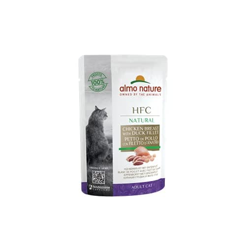almo Nature HFC Natural - Blanc de Poulet avec Filet de Canard - Nourriture Humide pour Chat Adulte - Sachets Fraîcheur 24 x 55 g