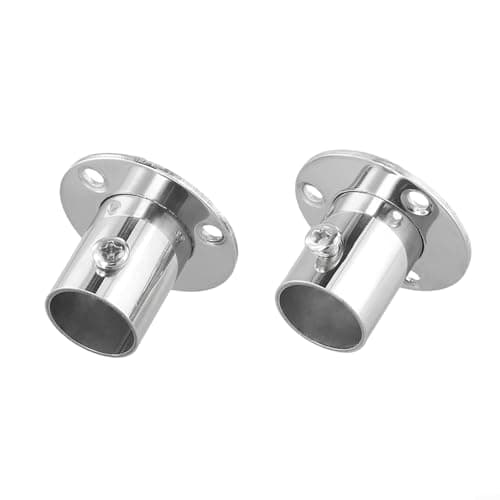 Sandyseptember Lot de 2 supports en acier inoxydable pour tringle de penderie - Pour rideaux, cuisine, salle de bain, garde-robe, balcon (19 mm)