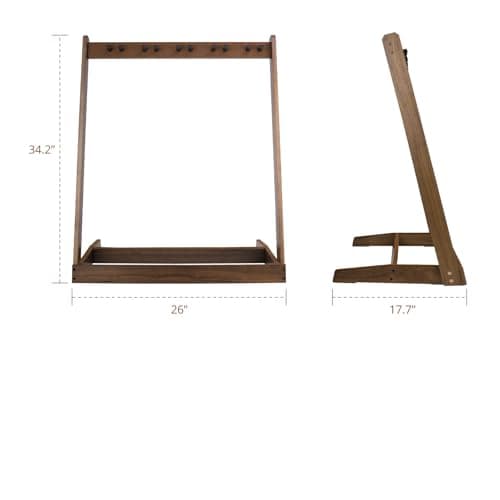 Support de guitare pour plusieurs guitares, support de guitare en bois, avec fente pour médiator, pour 5 guitares acoustiques, 5 guitares électriques ou 5 basses, ou 4 boîtes de guitares - Pour la