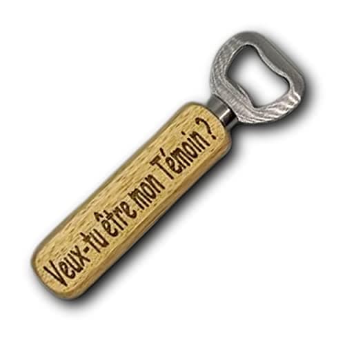 Décapsuleur en Bois personnalisable | Cadeau personnalisé| Gravure Laser | pour Maison Cuisine Bar Cadeau Anniversaire, (VOTRE TEXTE)
