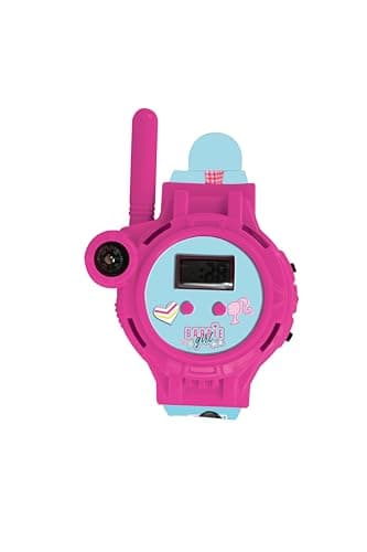 Lexibook, Barbie, Montres Talkie-Walkies, 2 pièces, Portée jusqu'à 200m, Lampe de Poche, Boussole, Rechargeable, Rose/Jaune et Rose/Bleu, DMWTW1BB