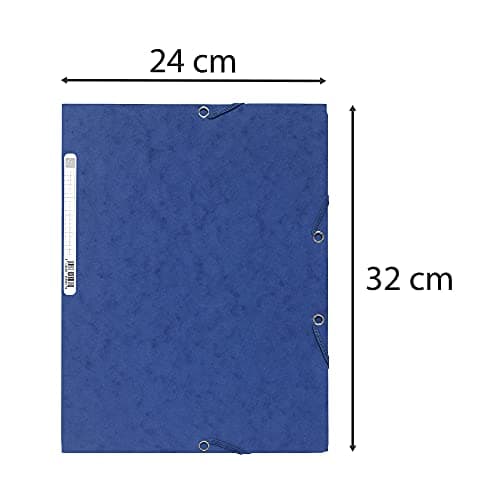 Exacompta - Réf. 55510E - Paquet de 10 chemises à élastiques - pochettes 3 rabats - en carte lustrée 400 g/m2 - dimensions 24 x 32 cm pour documents au format A4 - 10 couleurs assorties