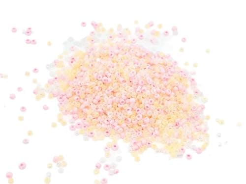 LOT DE 1000 PERLES DE ROCAILLE TONS DE ROSES ET BLANC - MELANGE MULTICOLORE - Ø 2 mm 12/0 - CREATION