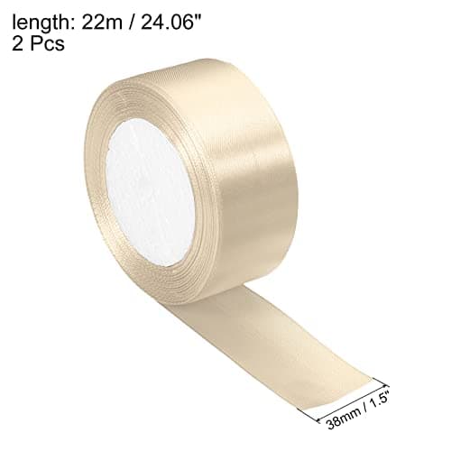 PATIKIL 1,5 Pouce Large 24 Yards 38mmx22m Satin Ruban, 2 Paquet Double Face Solide Artisanat Rouleau pour Fête Maison Bricolage Enveloppe Décoration, Beige