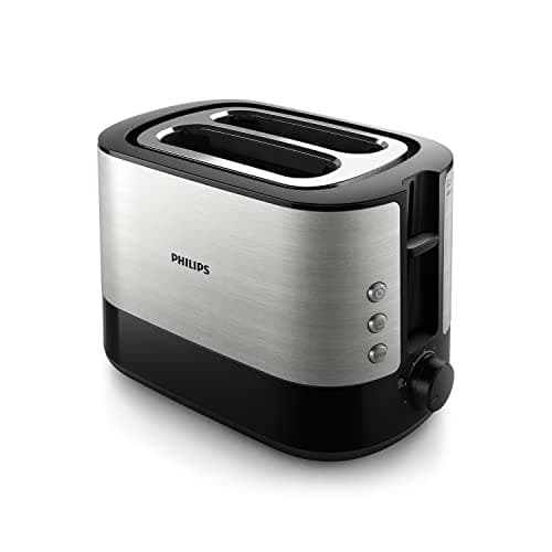 Philips Grille-pain - 2 Fentes, 7 Réglages, Réchauffe-Viennoiseries, Décongélation, Surélévation, Arrêt Automatique, Noir (HD2637/90)