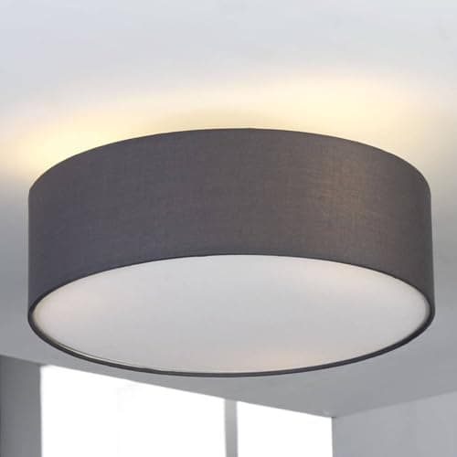 Lindby Plafonnier Tissu Sebatin à intensité variable (Moderne) en Gris Textile e. a. pour Chambre coucher (à 3 lampes, E27), Luminaire Plafonnier, Lampe Plafond, Eclerage Eclairage