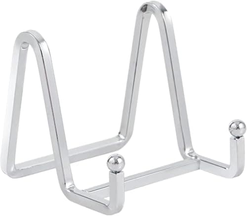 Chevalet Support Presentoir Porte Assiette - 3 Pouces Metal Support Assiette Decorative - Support Cadre Photo de Table - Présentoir de Fer pour Plaque | Livre Cuisine | Carte Postale | Art - argenté