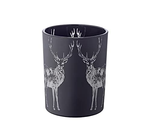 EDZARD Porte-Bougie sur Forme de cerf, Verre Noir, Hauteur 13 cm