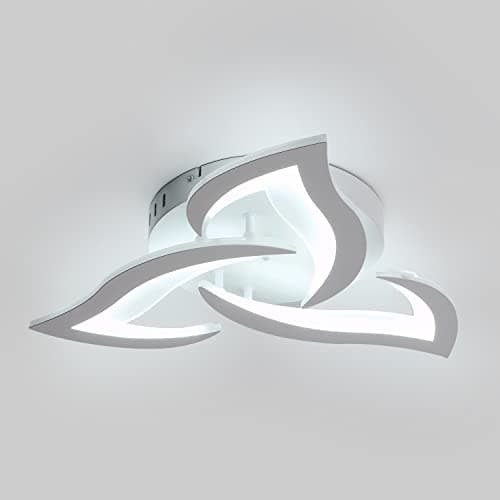 KAUCQI Plafonnier LED Plafonnier chambre moderne Φ56cm pétales de fleurs Plafonnier LED 6000K, éclairage décoratif de au plafond pour le salon, la chambre à coucher,Blanc