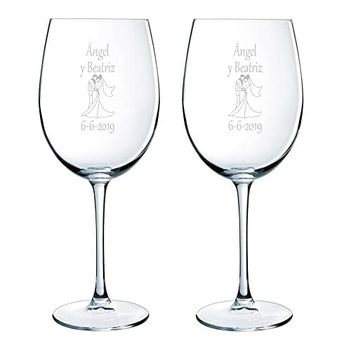 CALLE DEL REGALO Verres de vin gravés avec Les Noms, Dates ou Messages Que Toi Envies et Un Motif au Choix