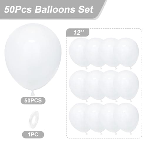 Unisun Ballons Blancs, 50 Pièces 12 Pouces Ballons Blancs Mats, Ballons Blancs Pour Garçons Filles Fête d'Anniversaire Nuptiale Mariage Enterrement Jeune Nouvel An Décorations Remise Des Diplômes