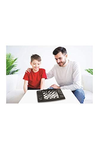 Lexibook ChessMan® Elite Echiquier Electronique Interactif, 64 niveaux de difficulté, diodes lumineuses, à piles ou adaptateur 9V, noir/blanc, CG13002,2joueurs