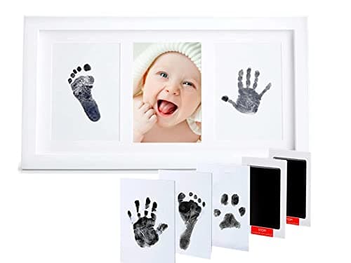 PewinGo Cadre Empreintes Bébé Encre avec Tampon Encreur, Kit Pieds et Mains Pour Nouveau-né Bébé